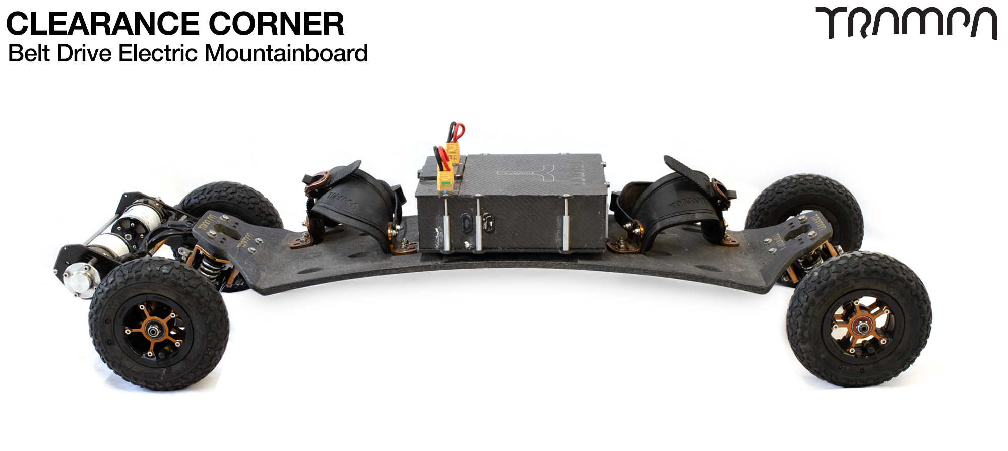 51 Clearance Electric Mountainboard - 16ply Holy Pro Deck, Vertigo Trucks, Classic Monster Box, Urban Belt Drive, 14T x 62T, 160kv Motors, Superstar Hubs with 8 inch Tread Tyres