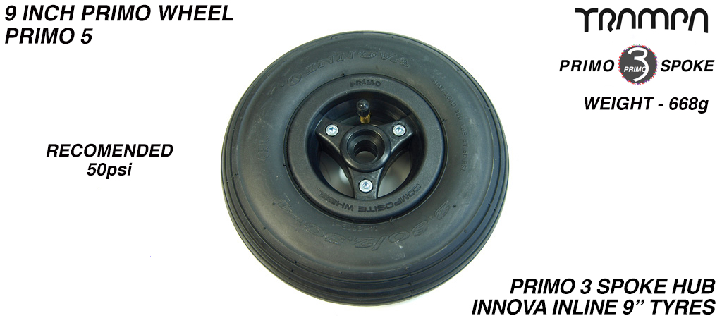 9 inch Wheel - 3 Spoke PRIMO Hub & 9 Inch Innova INLNE Tyre