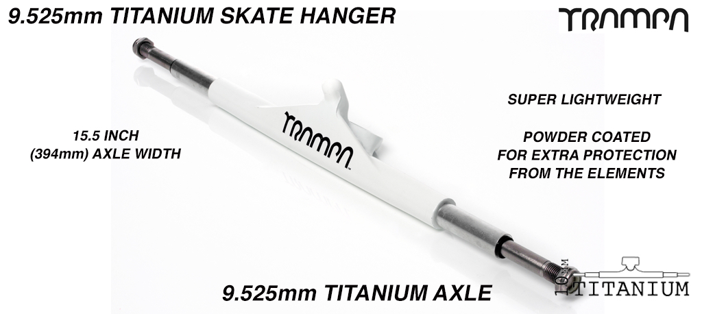 9.525mm (3/8ths of an Inch) TITANIUM axle Skate hanger - Powdercoated White & BLACK Logo