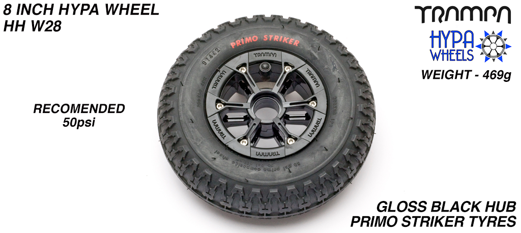 8 Inch Wheel - Matt Black Hypa Hub with Black Striker 8 Inch Tyre