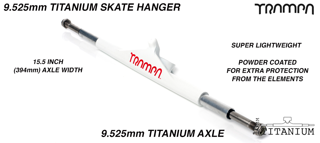 9.525mm (3/8ths of an Inch) TITANIUM axle Skate hanger - Powdercoated White & RED Logo