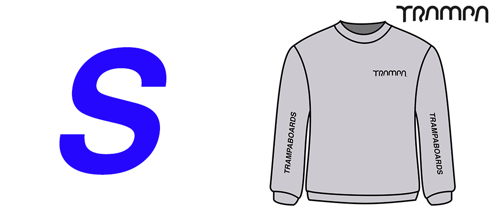 GREY GILDAN HEAVYWEIGHT Sweatshirt with Black TRAMPA Logo's - Small