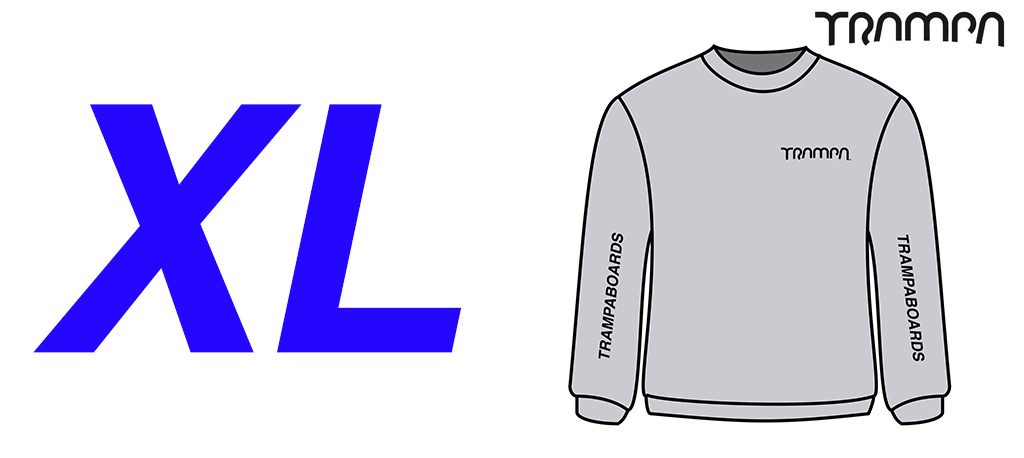 GREY GILDAN HEAVYWEIGHT Sweatshirt with Black TRAMPA Logo's - X Large