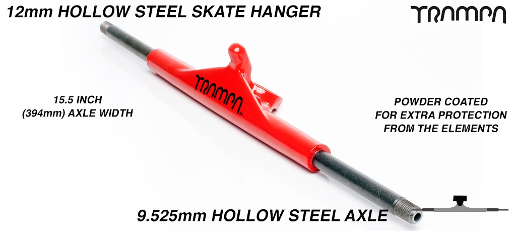 12mm Hollow axle Skate Truck - Powdercoated Red with Black Trims