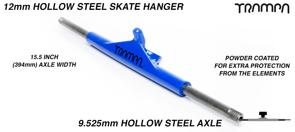 12mm Hollow axle Skate Truck - Powdercoated Blue with Black Trims