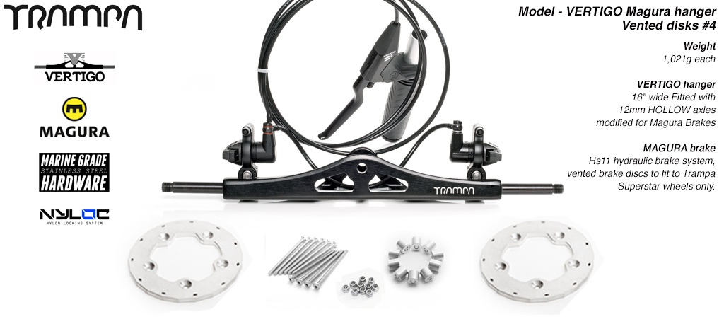 Vertigo Hanger - MAGURA Hydraulic Brakes with VENTED Disks to fit SUPERSTAR Wheels