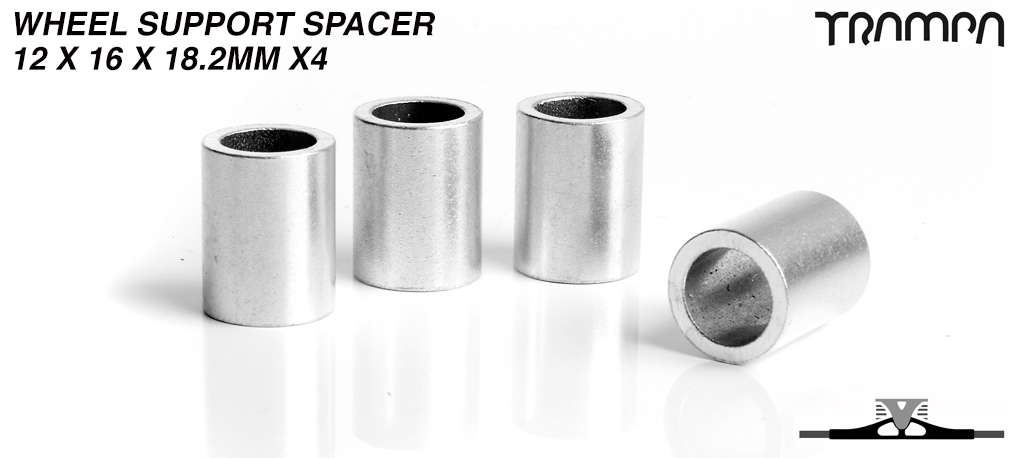  4 x Wheels support spacers for TRAMPA Wheels on 12mm axles - 12mm (id) x 16mm (od) x 18.2mm