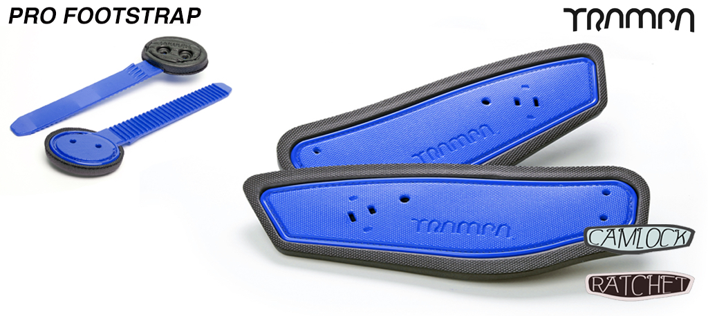 Ratchet Binding Footstrap & Ladder - BLUE straps on Black foam