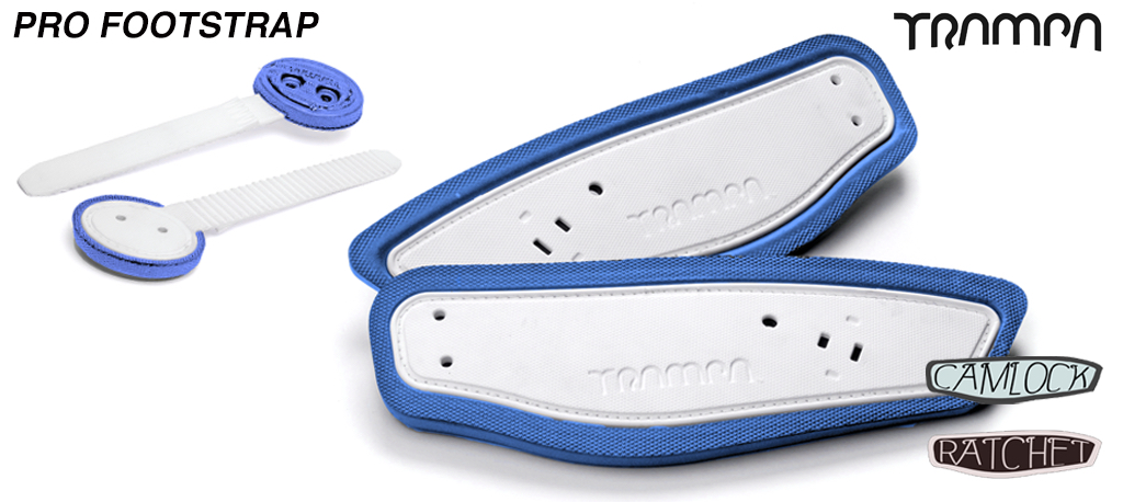 White Strap with Blue Foam Footstraps 