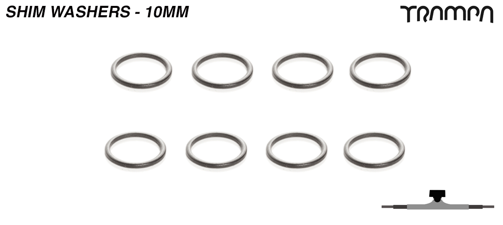 Shim spacer - Locks bearings in position on 9.525mm axles - 9.525 (id) x 13.525 (od) x 1mm (wide) x8