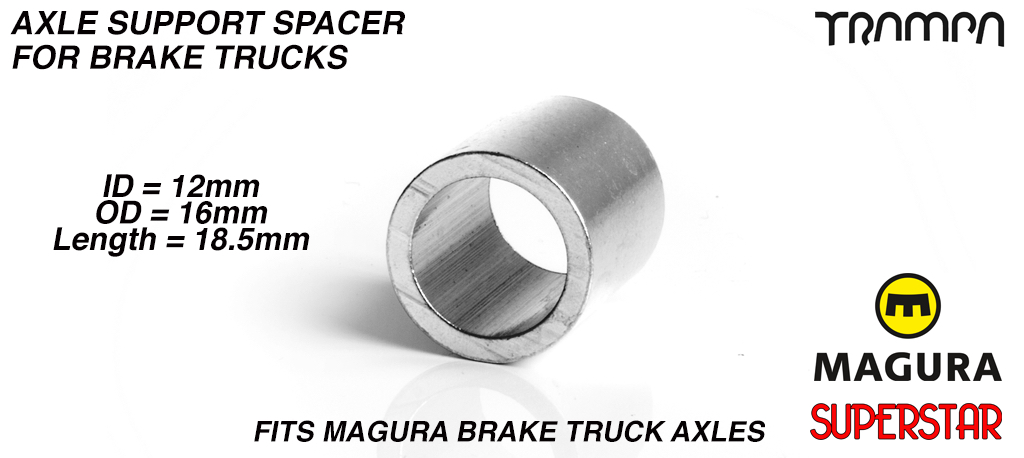 Axle support Spacer for Hangers with Brakes - 12 x 16 x 18.5mm - LATHED