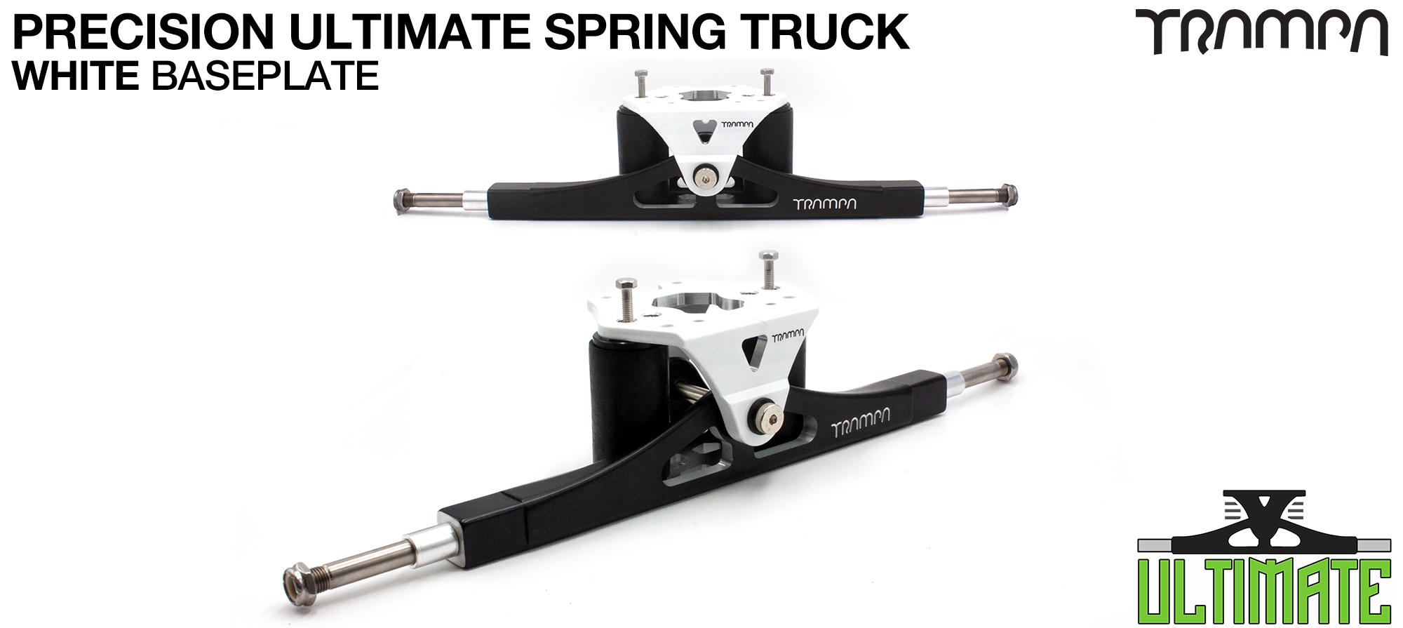 Precision CNC ULTIMATE ATB TRUCK with CNC Motor Mount fixing points, WHITE Baseplate, TITANIUM Axles & Kingpin