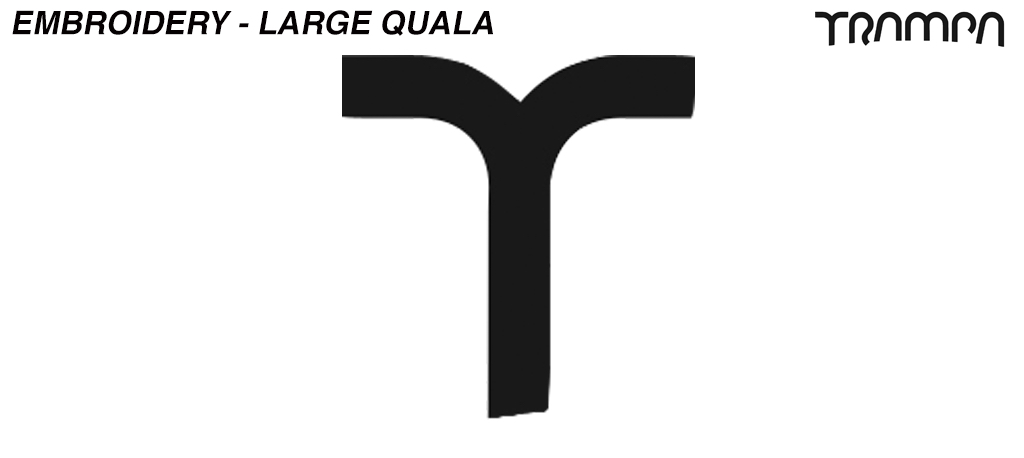 Embroidery - Large QUALA - T TRAMPA logo found on side of Hats