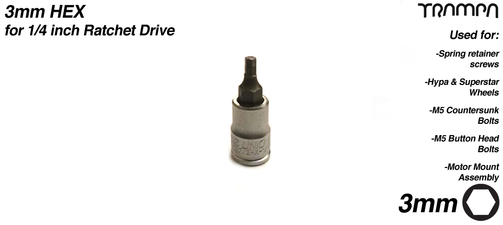 3mm Allen Key bit for 1/4 inch Ratchet Drive UNIOR
