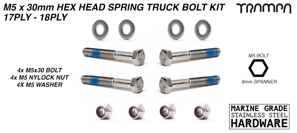 M5x30 Truck Bolt kit - 17-18ply Decks 