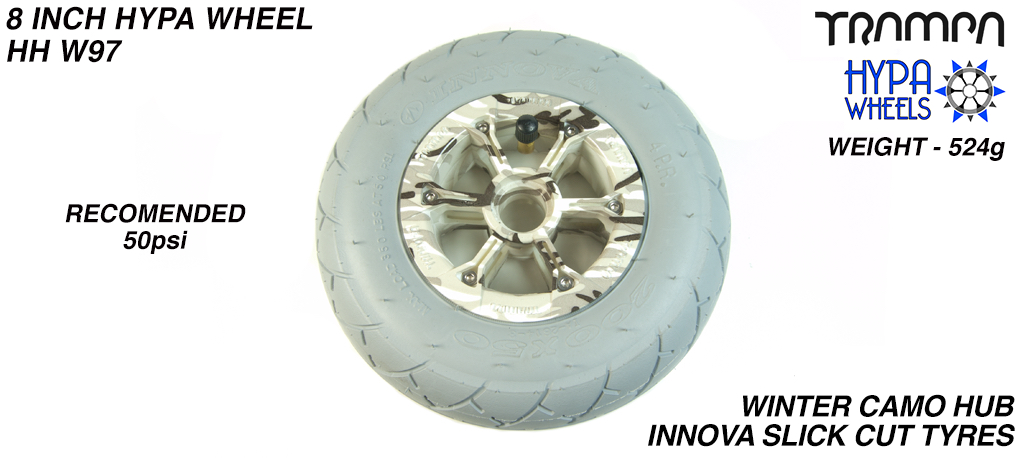 8 Inch Wheel - Winter Cammo Hypa Hub with Grey INNOVA KK Slickcut 8 Inch Tyre