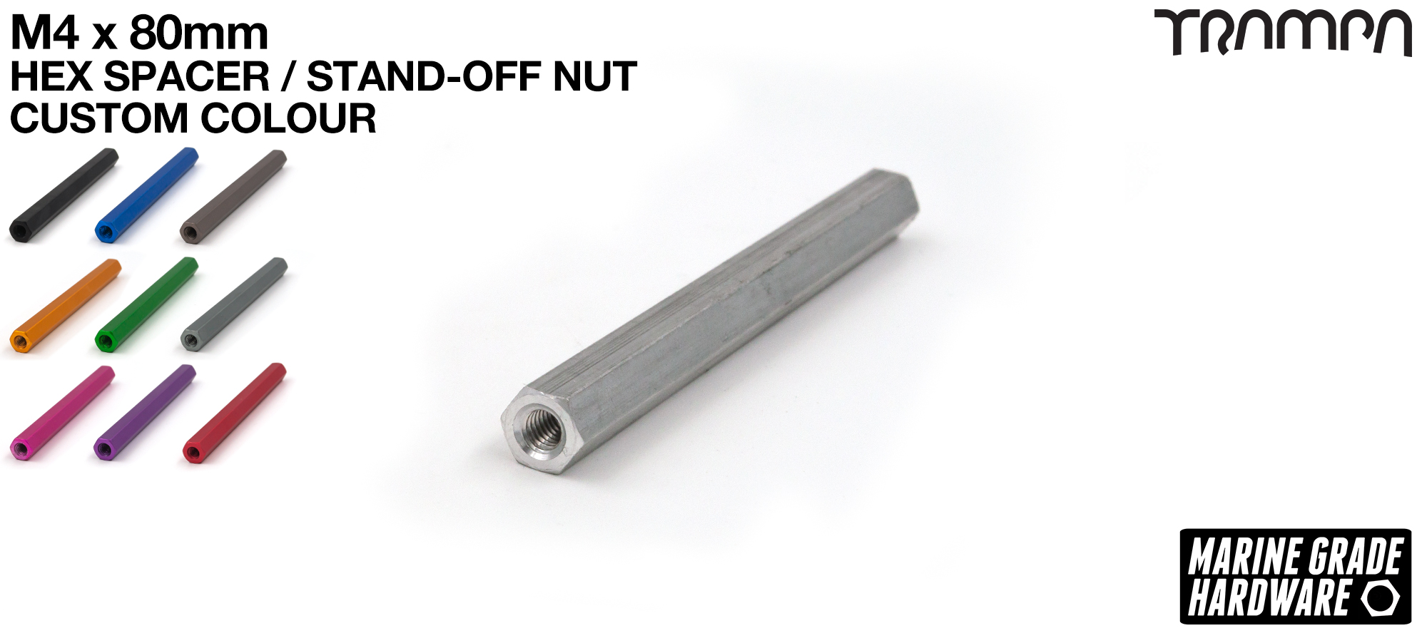 M4 x 80mm Aluminium Threaded Spacer Nut Used for assembling the BEAST Battery Boxes 