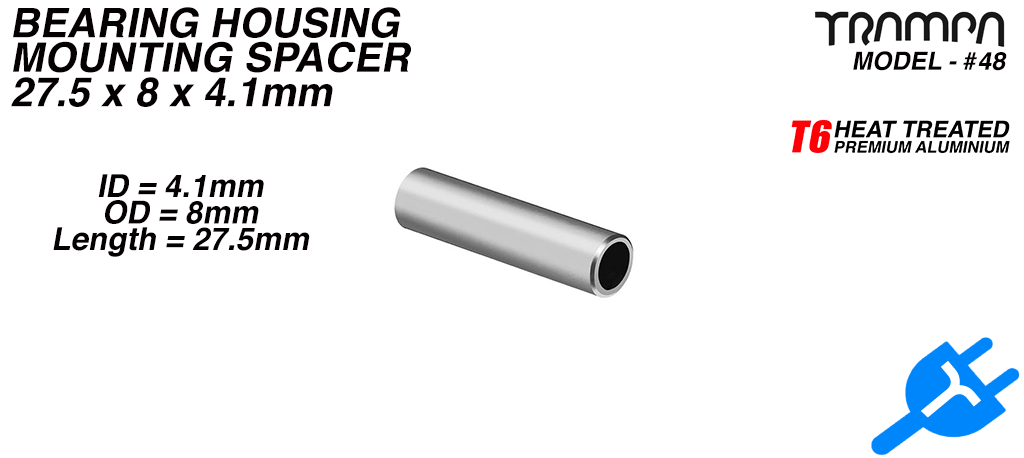 Motor Shaft Bearing housing Support Spacer 4.1 x 8 x 27.5mm
