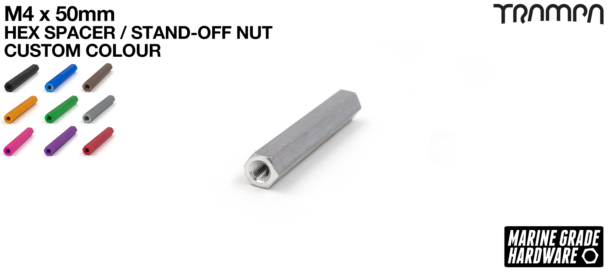 M4 x 50mm Aluminium Threaded Spacer Nut Used for assemblying the Battery Boxes