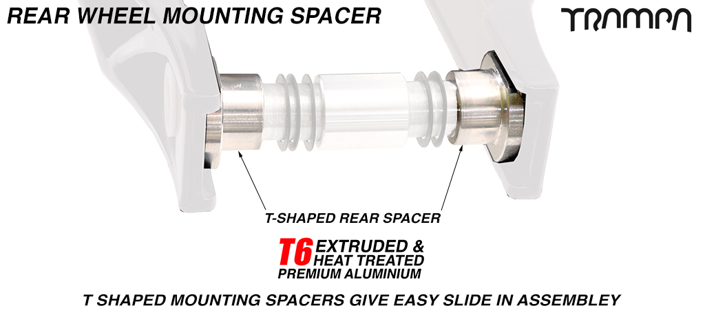Special grooved T Shaped Rear Wheel Mounting axle Spacer for Scooter - 6061 T6 Aluminum CNC Machined to perfection