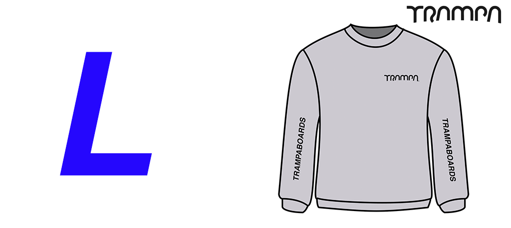 GREY GILDAN HEAVYWEIGHT Sweatshirt with Black TRAMPA Logo's - Large