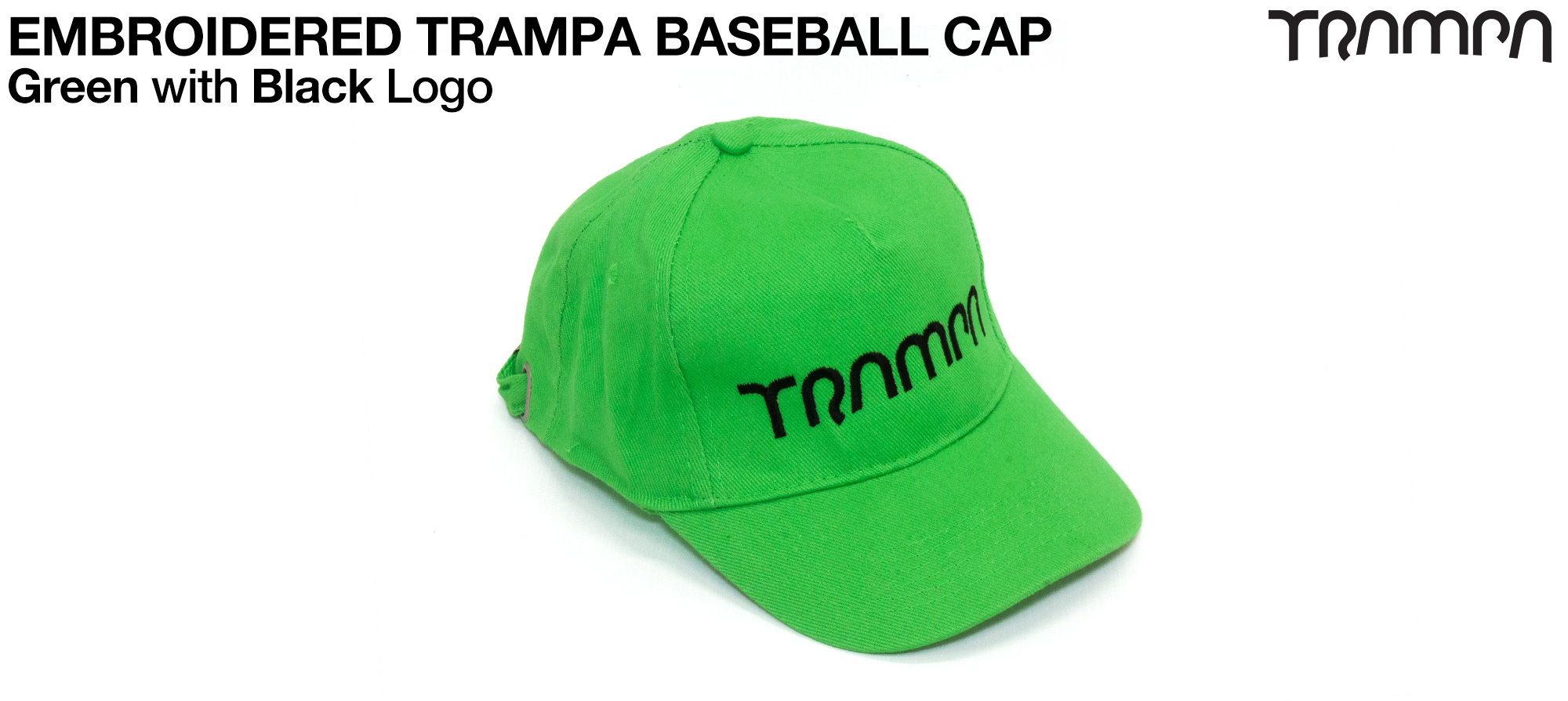 GREEN Baseball Cap with BLACK logo embroidered