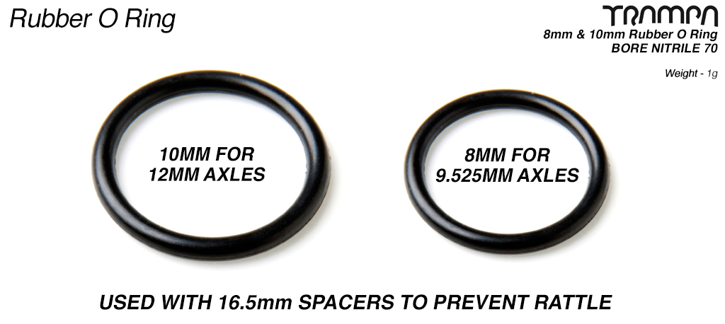 Rubber O-Ring to fit between Bearings - 2mm Section 8 or 10mm Bore to suit the Axle