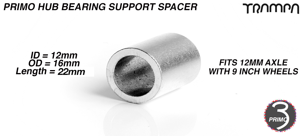 Internal Bearing support Spacer for Primo hubs on 12mm Axles - 12 x 16 x 22mm