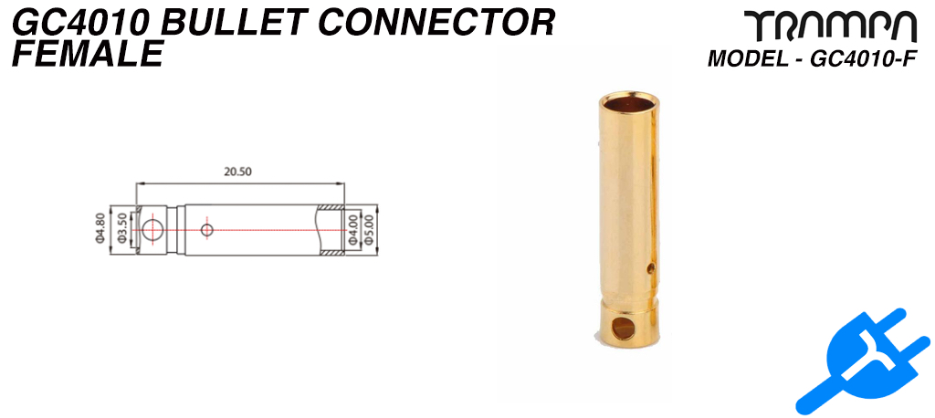 4mm FEMALE Bullet connector - Plugs into MOTOR Cables
