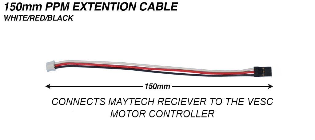 Maytech to VESC 150mm PPM Extension Cable - Silicon Cable 24 AWG Black/Red/White
