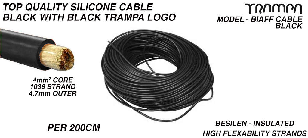 200cm of highly flexible 24 AWG top Quality BLACK Silicon cable