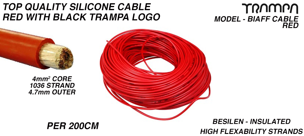 200cm of highly flexible 24 AWG Top Quality Red Silicon cable
