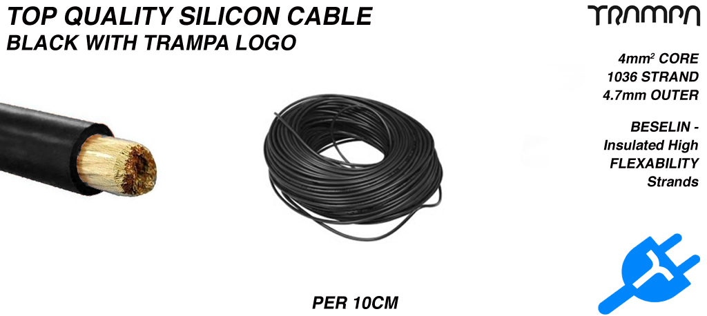 BLACK Silicon Cable with WHITE TRAMPA logo