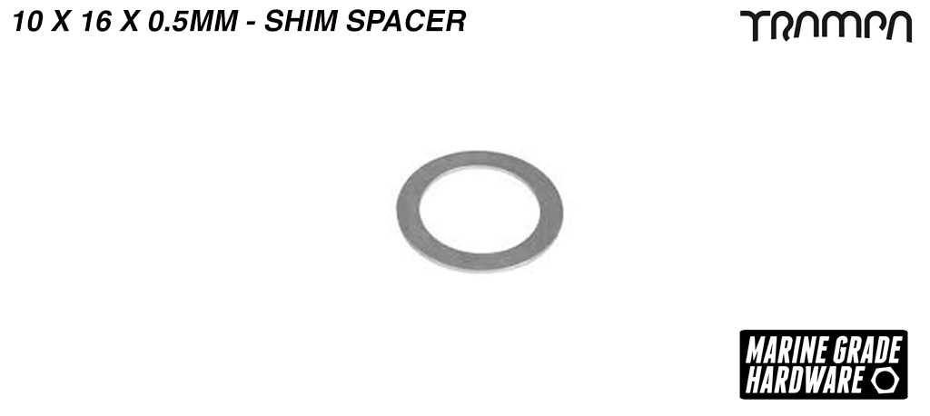 PRECISION Shim spacer - Bridges the tiny gaps between bearings on 10mm axles - 10 x 16 x 0.5mm 