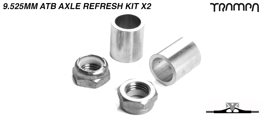 9.525mm ATB Axle re-fresh kit - 2x 3/8ths Stainless Steel Half nut with Nylock & 2x 9.525mm Wheel support spacer