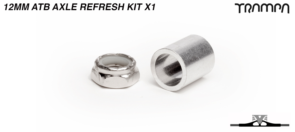 12mm ATB Axle re-fresh kit - 1x 7/16ths Stainless Steel Half nut with Nylock & 1x 12mm Wheel support spacer 