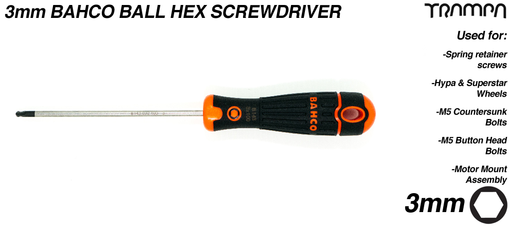 The 3mm Screw Driver Style HEX Key is used to tighten & loosen the Grub Screw in the Motor Pulley 
