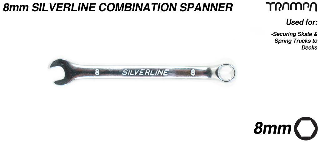 8mm Slimline Short length Combination Ring & Open end Spanner =