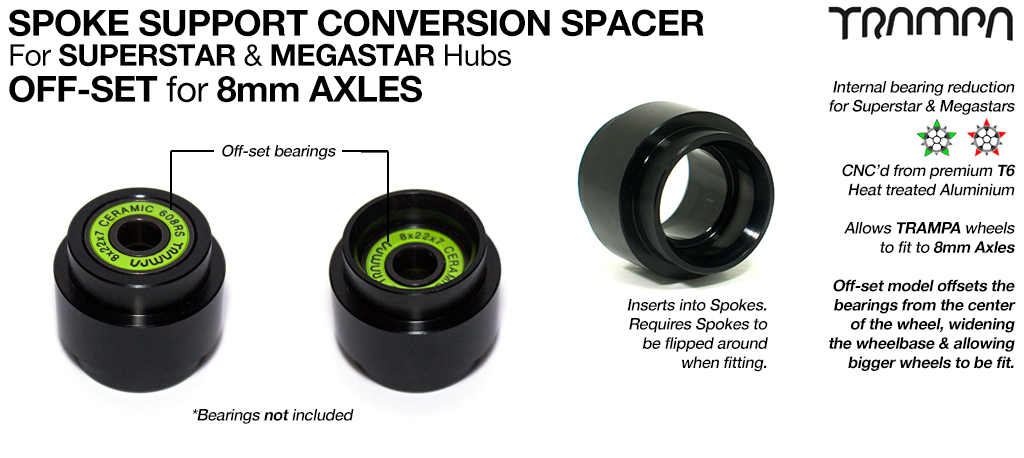 8mm Axel Superstar & Megastar Spoke Support 8mm Bearing converter - OFF SET