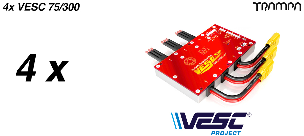 4x VESC 75V 300A Black Anodised Non Conductive CNC housing - The most Powerful Vedder Electronic Speed Controller ever