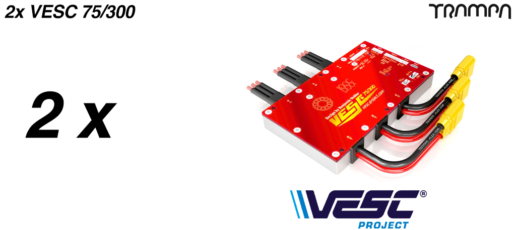 2x VESC 75V 300A Black Anodised Non Conductive CNC housing - The most Powerful Vedder Electronic Speed Controller ever
