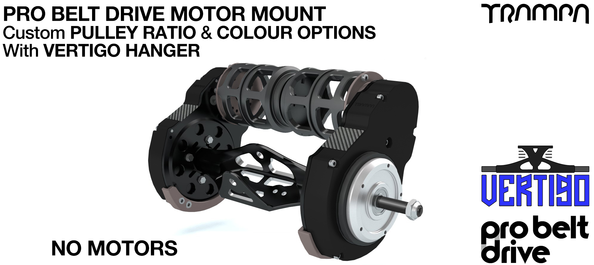 16mm PRO BELT DRIVE Motor Mounts with PULLEYS & FILTERS mounted on a VERTIGO Hanger - NO Motors