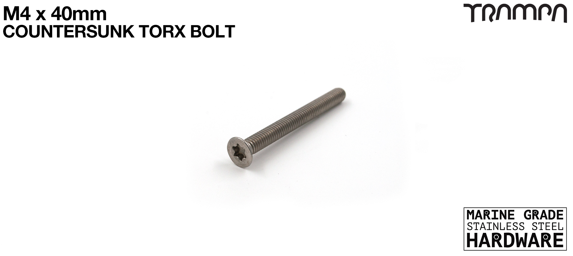 M4 x 40mm TORX Countersunk Bolt  Marine Grade Stainless Steel