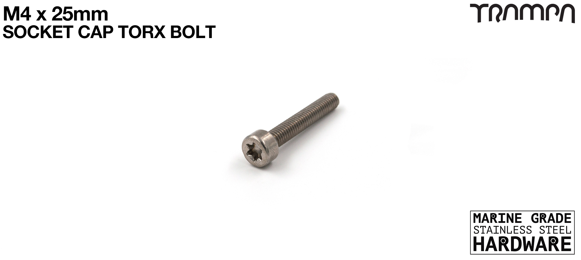 M4 x 25mm Socket Capped Head TORX Bolt ISO 4762 Marine Grade Stainless Steel 