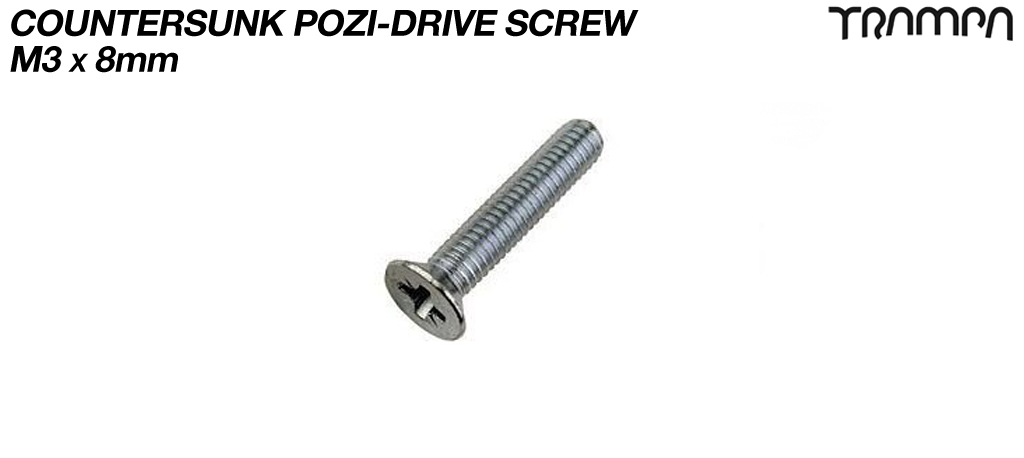 M3 x 8mm Countersunk POZI Drive Screw Stainless Steel