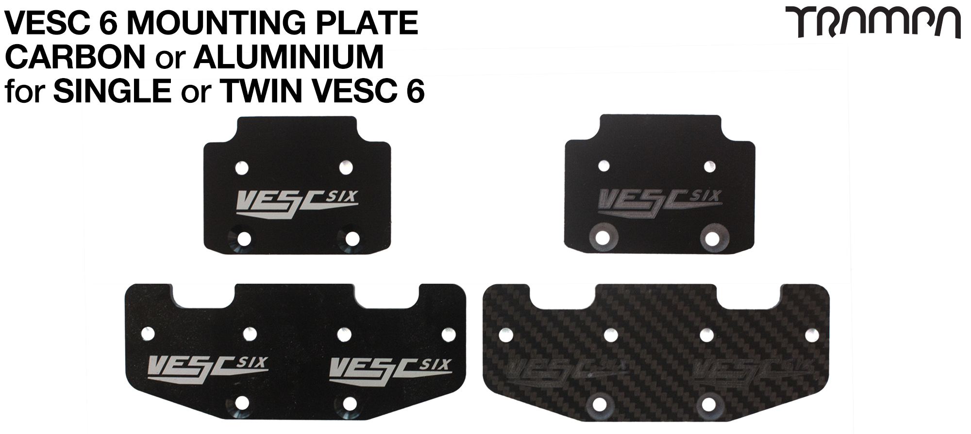 VESC Mounting Plate - SINGLE or TWIN Carbon Fibre or Aluminium