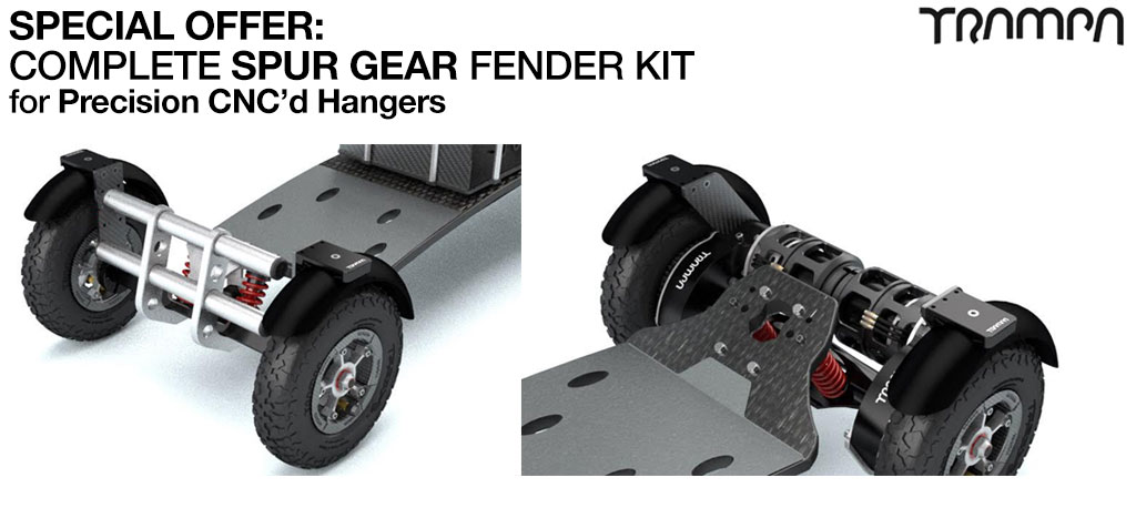 Special Offer - Complete Fender Kit for 8 Inch Wheel boards - SPUR GEAR DRIVE with PRECISION HANGERS