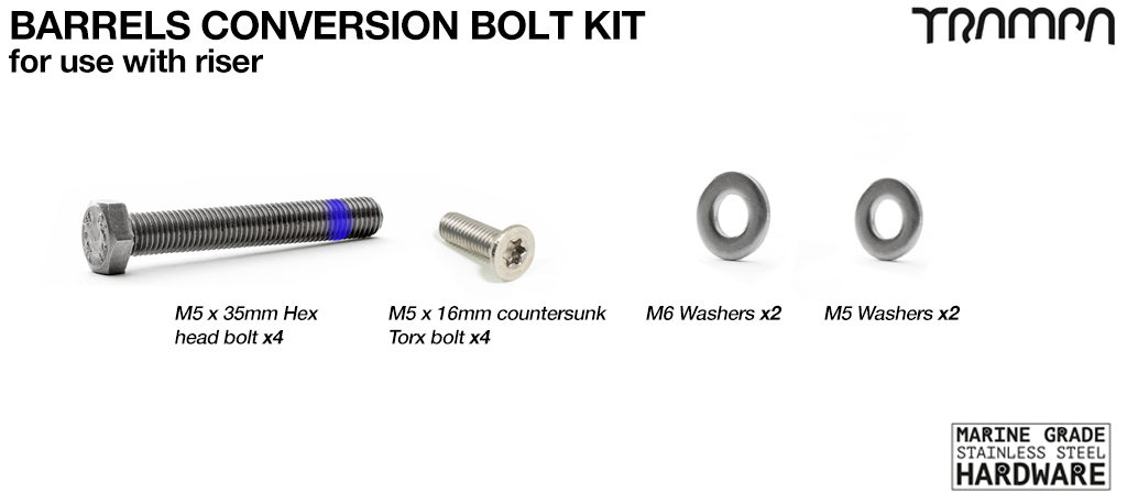 Complete BARRELS Bolt fitting conversion Kit - With Riser 