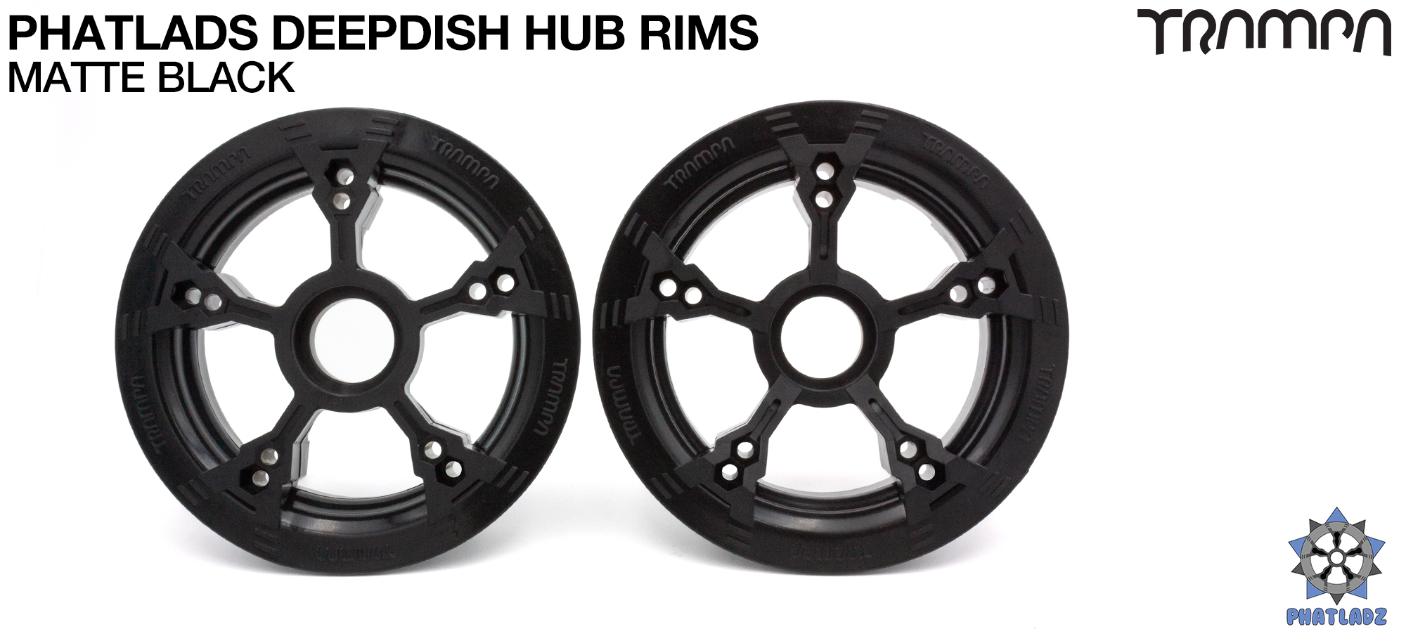 PHATLADS - 5 Spoke Hub Deep Dish Split Rim hub natural Natural BLACK fits 6,7,8,9 & 10 Inch tyres!! Amazing