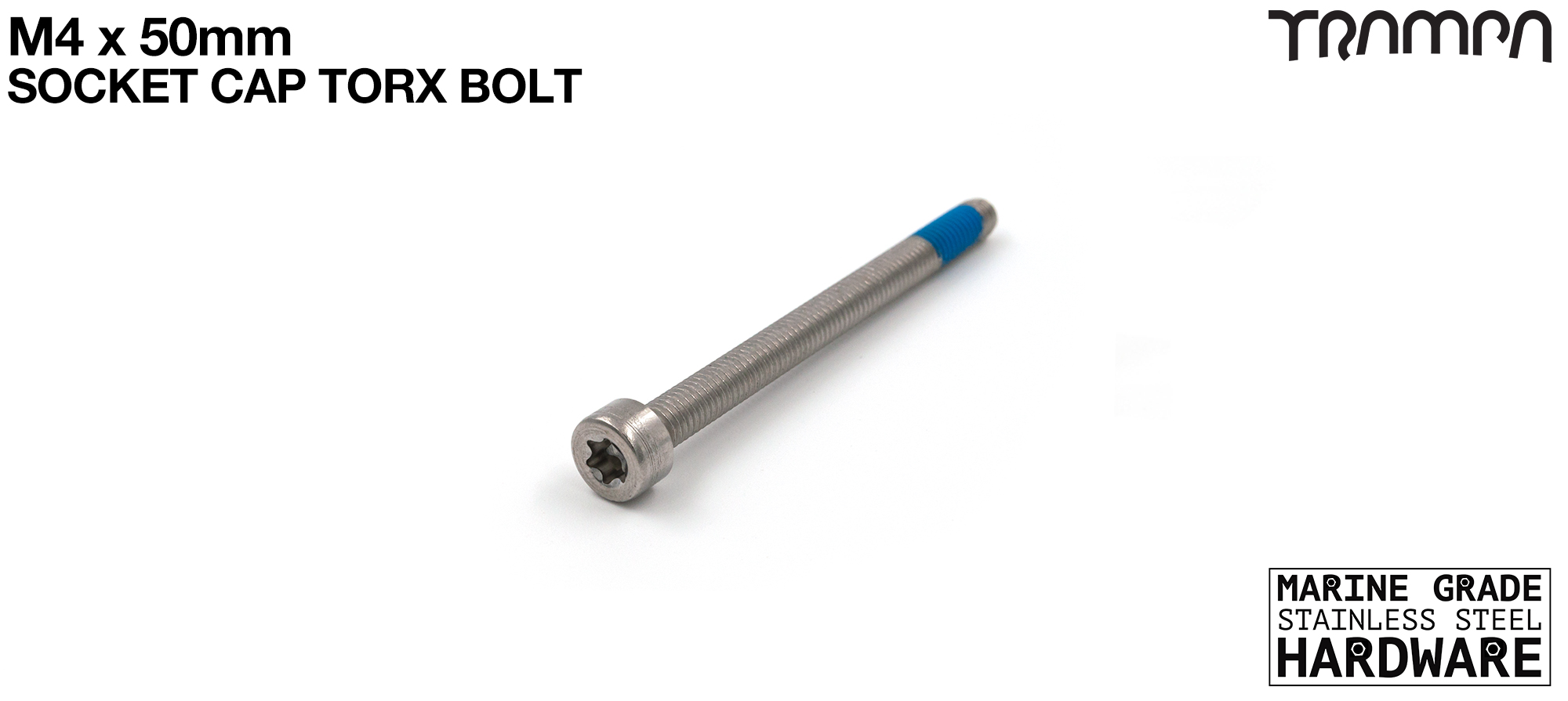M4 x 50mm TORX Socket Capped Bolt - Marine Grade Stainless steel with locking paste 
